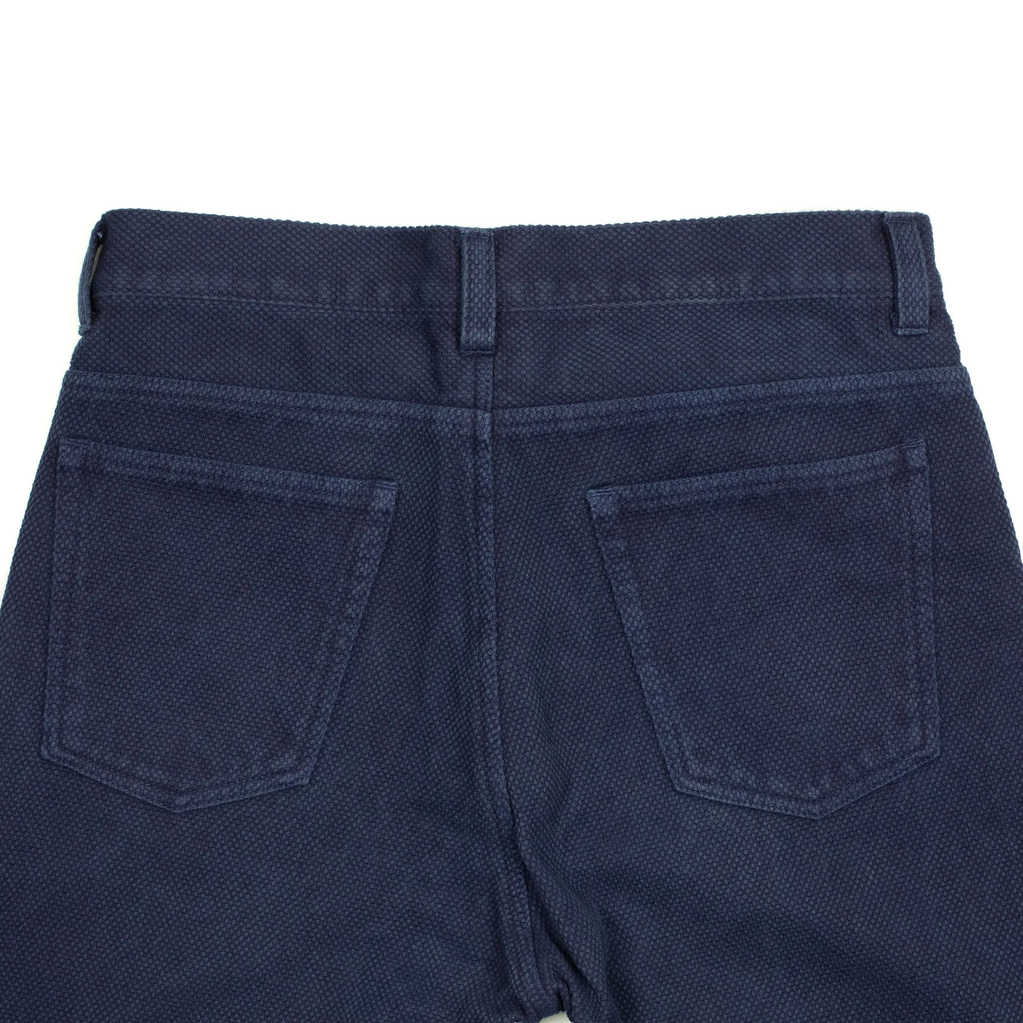 5-pocket trousers in hand-dyed indigo cotton sashiko