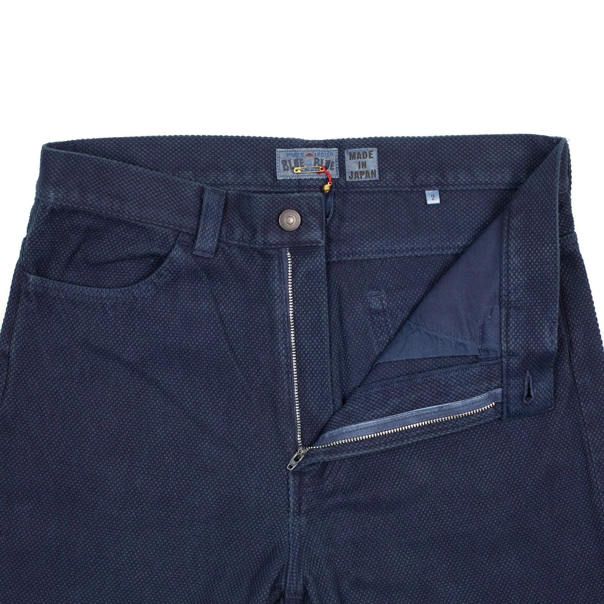5-pocket trousers in hand-dyed indigo cotton sashiko