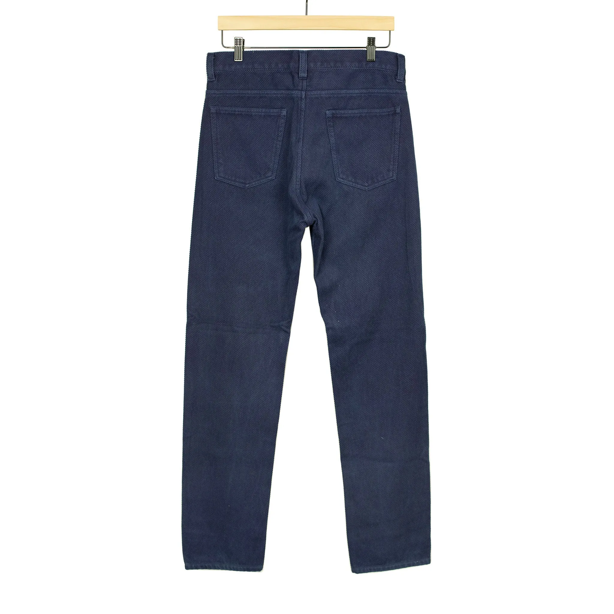 5-pocket trousers in hand-dyed indigo cotton sashiko