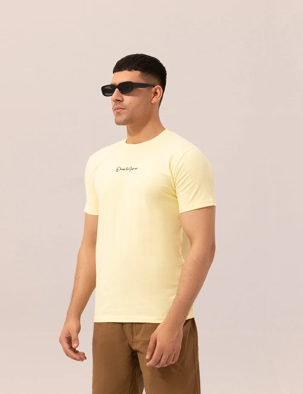 BASIC YELLOW CREW NECK T-SHIRT