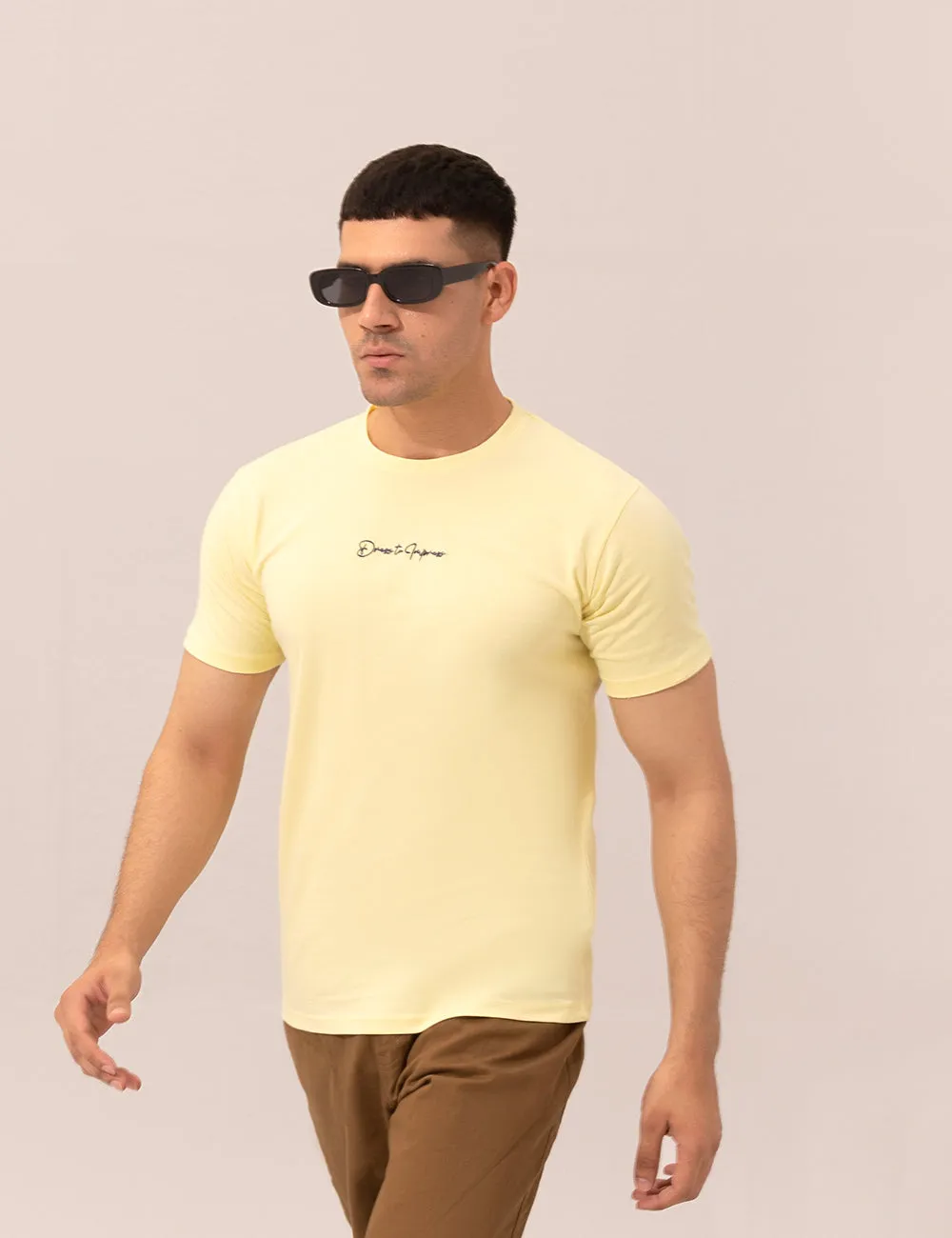 BASIC YELLOW CREW NECK T-SHIRT