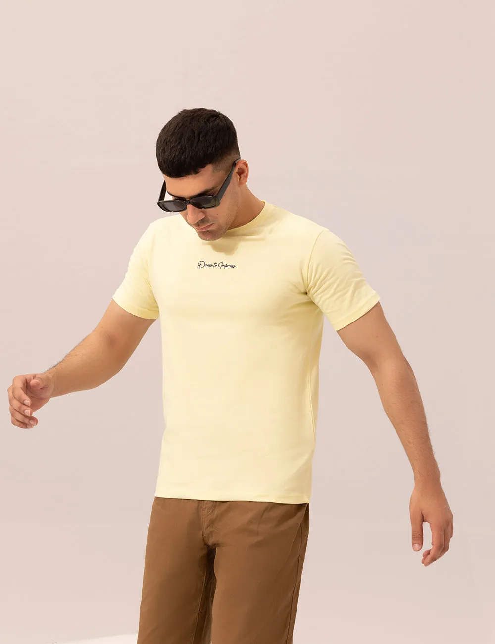 BASIC YELLOW CREW NECK T-SHIRT