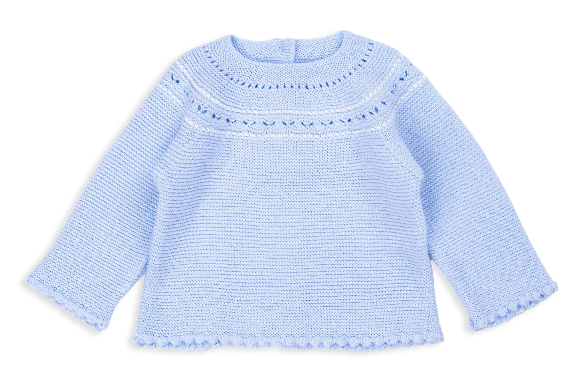 Beige Powder Blue Three-Piece Knit Baby Set