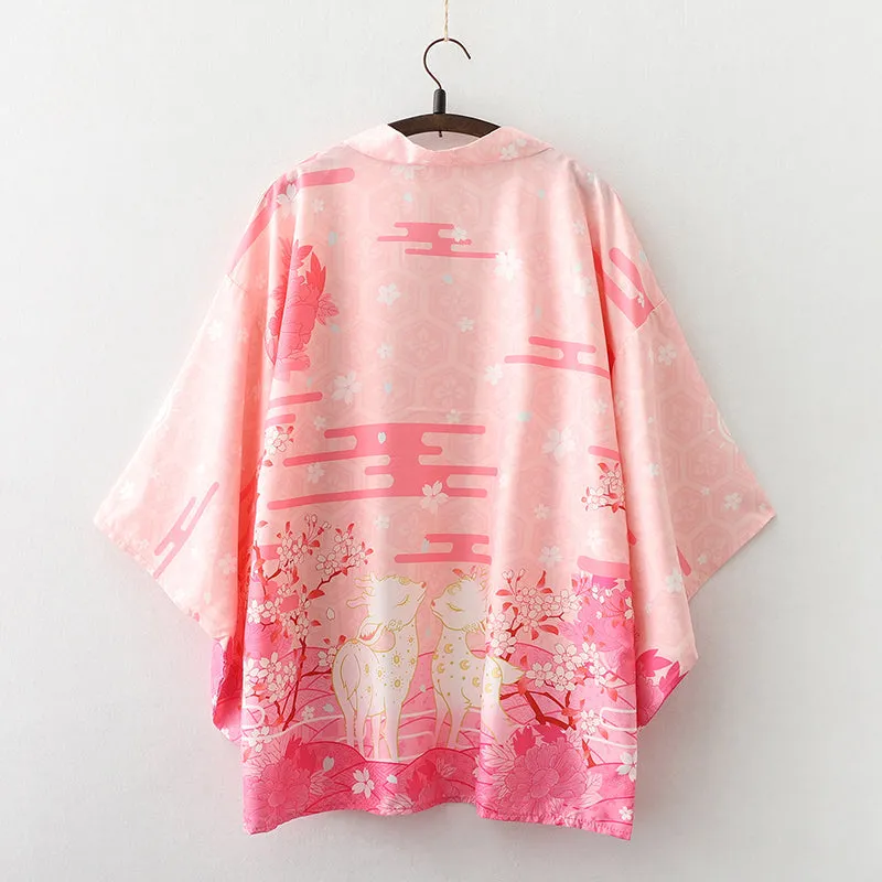 Blossom Sakura Deer Kimono Outerwear