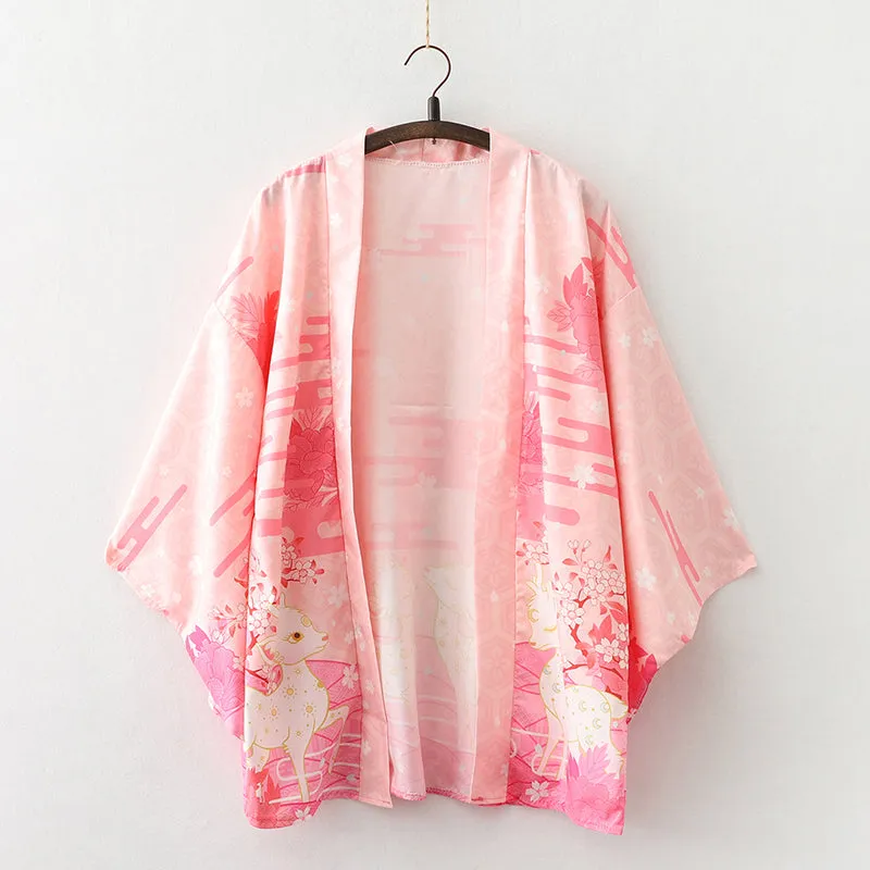 Blossom Sakura Deer Kimono Outerwear