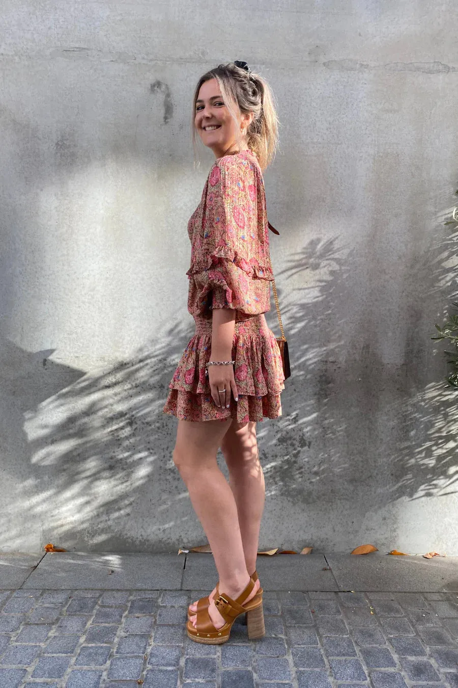 Boho Smocking Dress in Marigold