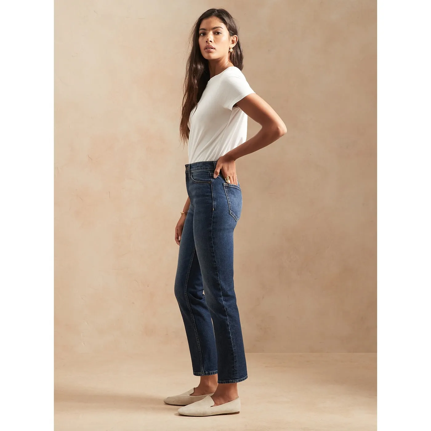 BR High Rise Straight Blue Jeans