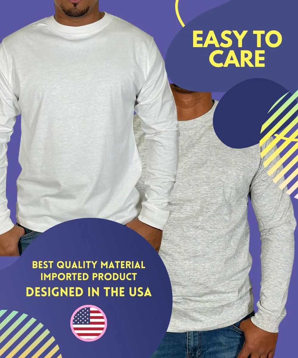 BROOKLYN VERTICAL Mens Long Sleeve Cotton T Shirt Crew Neck 5 Colors S-5XL
