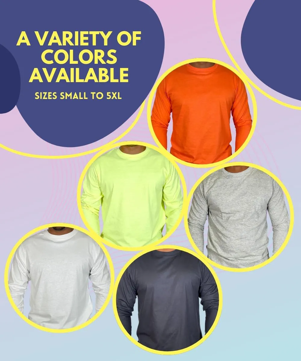 BROOKLYN VERTICAL Mens Long Sleeve Cotton T Shirt Crew Neck 5 Colors S-5XL
