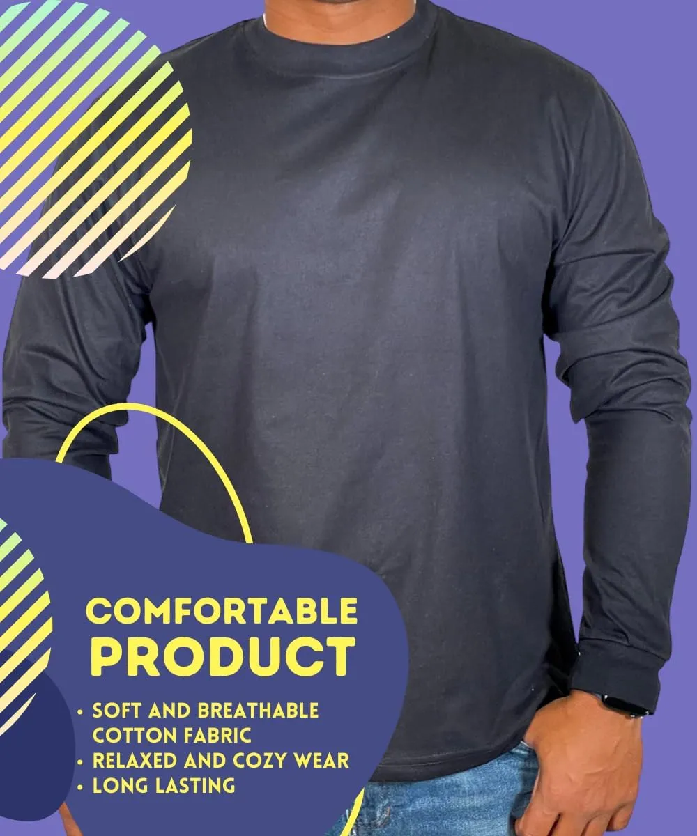 BROOKLYN VERTICAL Mens Long Sleeve Cotton T Shirt Crew Neck 5 Colors S-5XL
