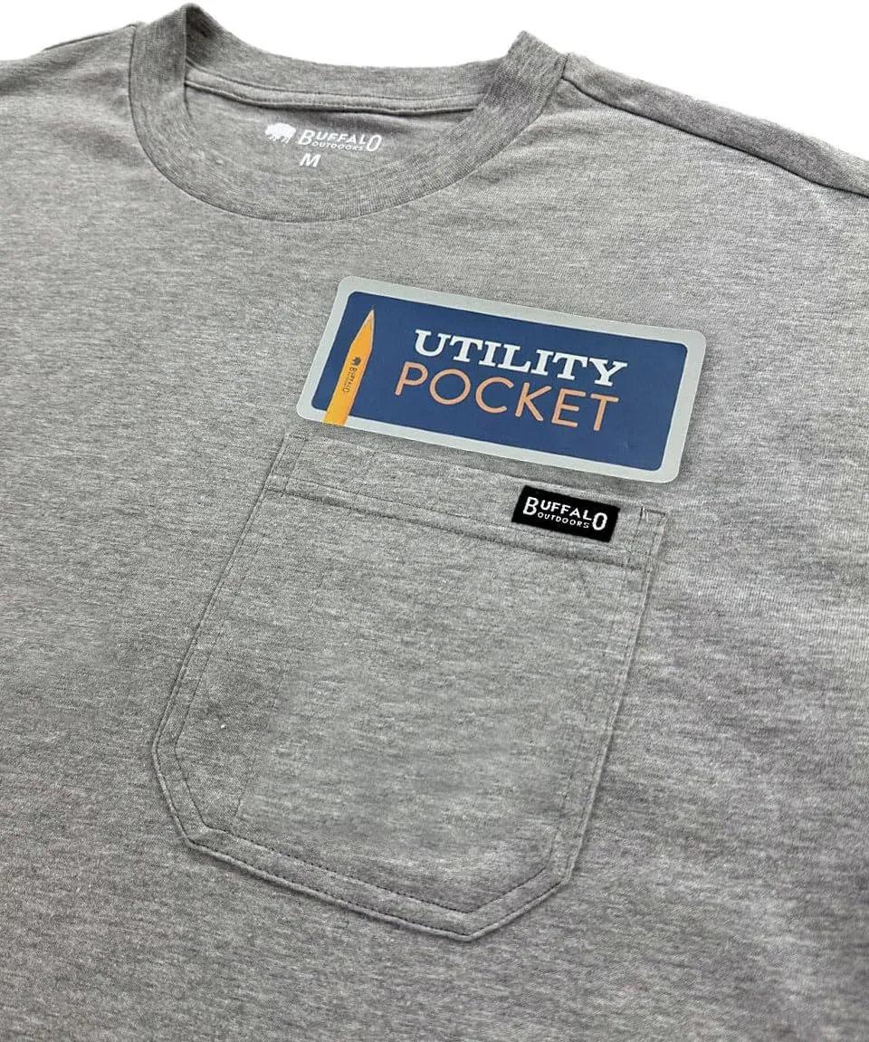 Buffalo Outdoors Workwear Men's Heavyweight Pocket T-Shirt - Heather Grey