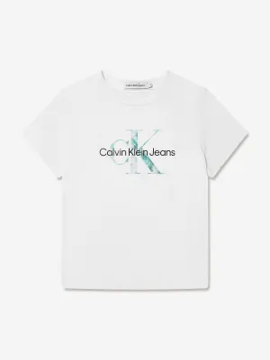 Calvin Klein Kids Monogram Logo T-Shirt in White