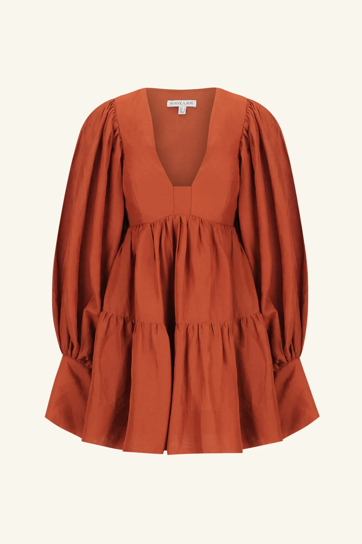 CELESTE LONG SLEEVE MINI DRESS - RUST