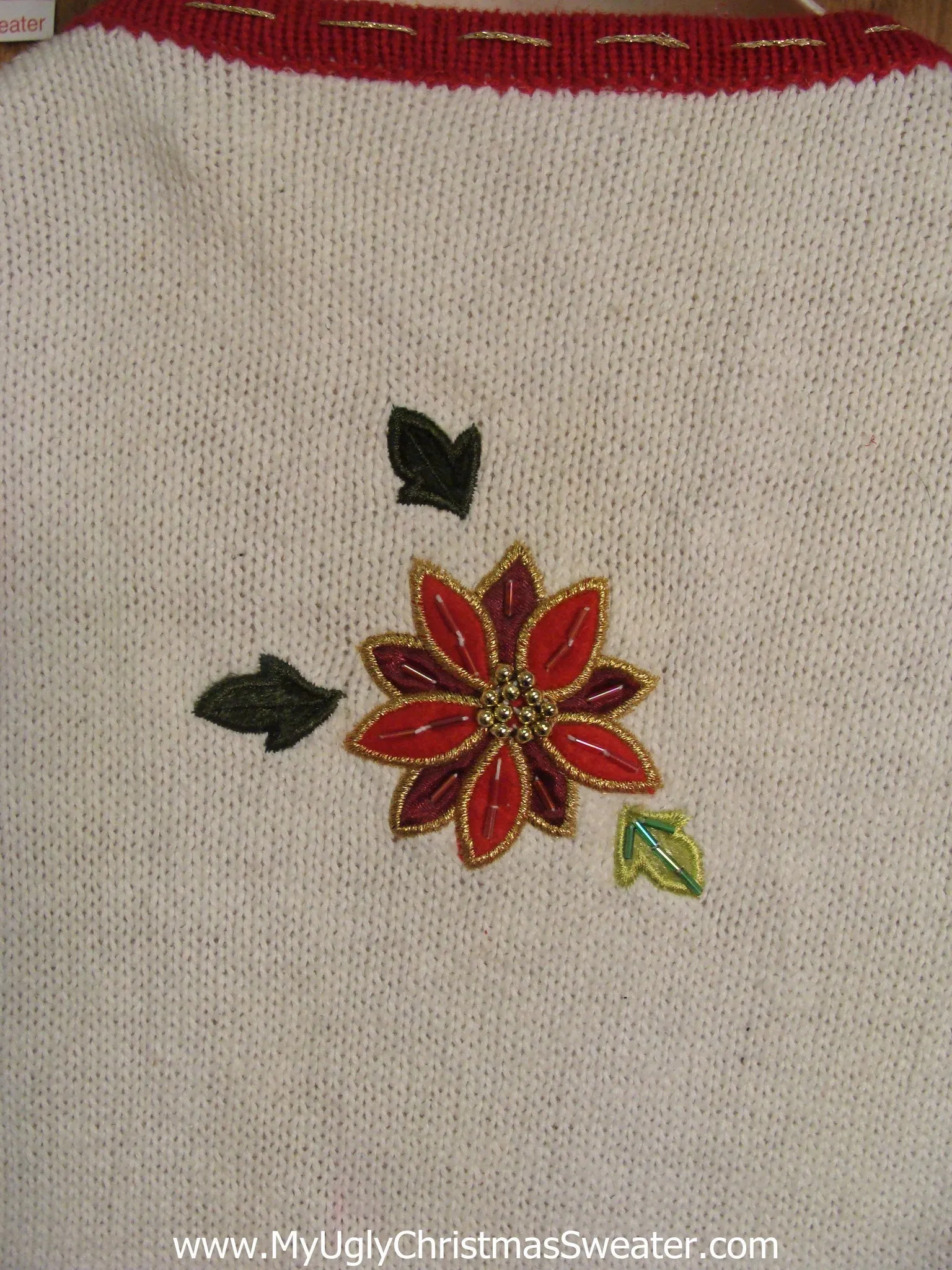 Cheap Poinsettias Design Ugly Christmas Jumper Vest