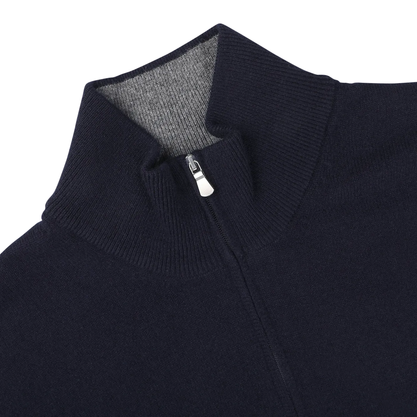 Dark Blue Wool Cashmere 1/4 Zip Sweater