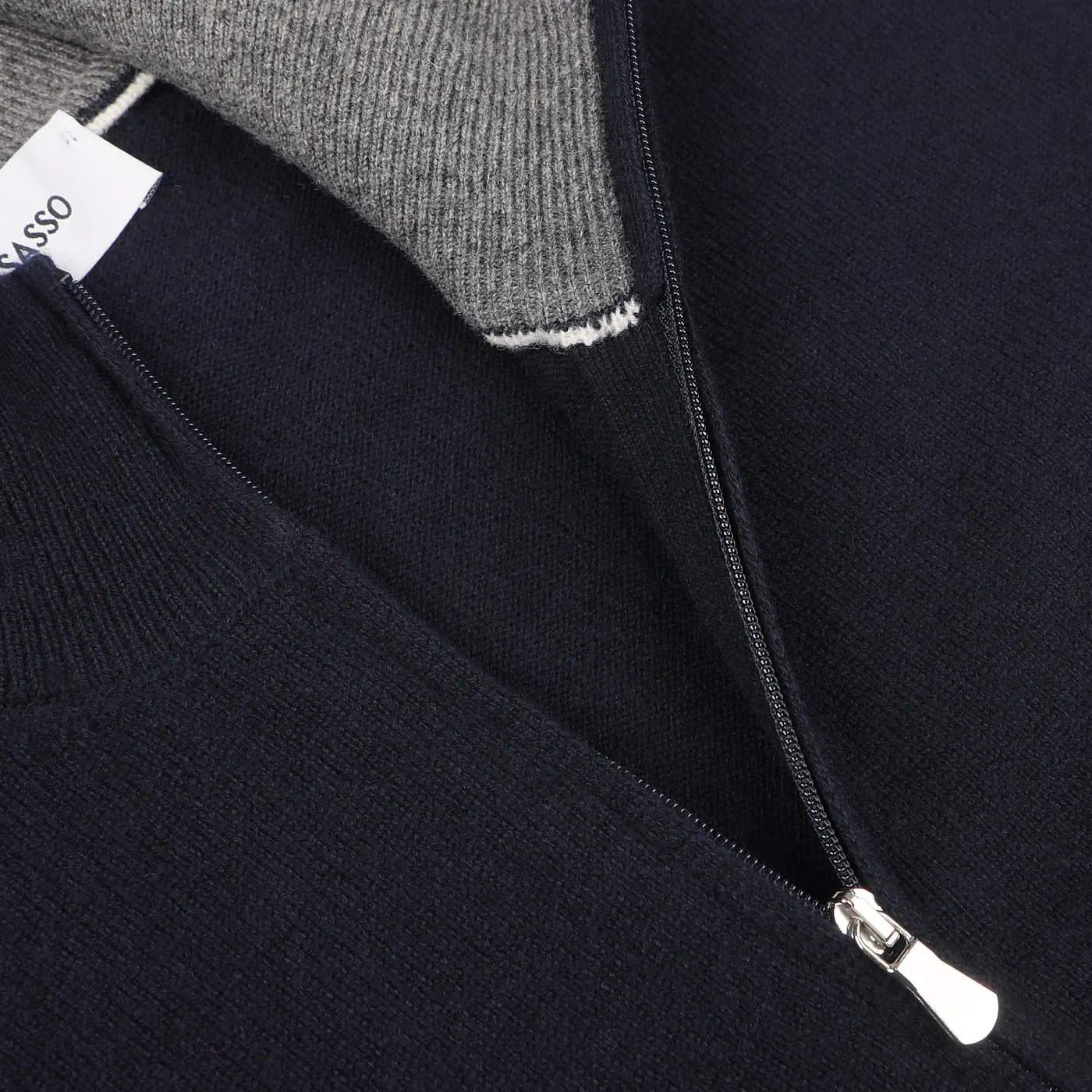 Dark Blue Wool Cashmere 1/4 Zip Sweater