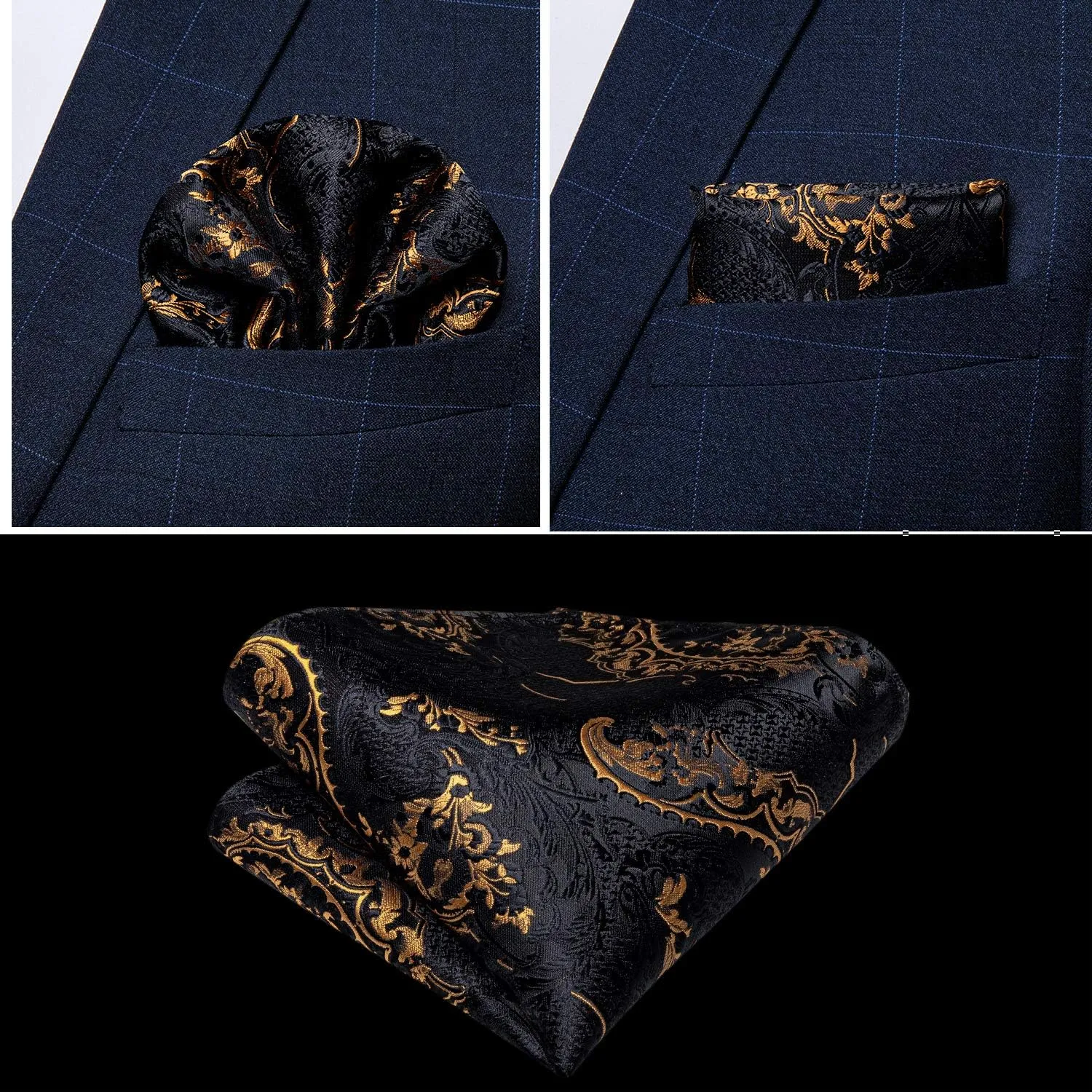 DiBanGu Mens Paisley Suit Waistcoat Silk Dress Vest and Necktie Pocket Square Cufflinks for Wedding Party