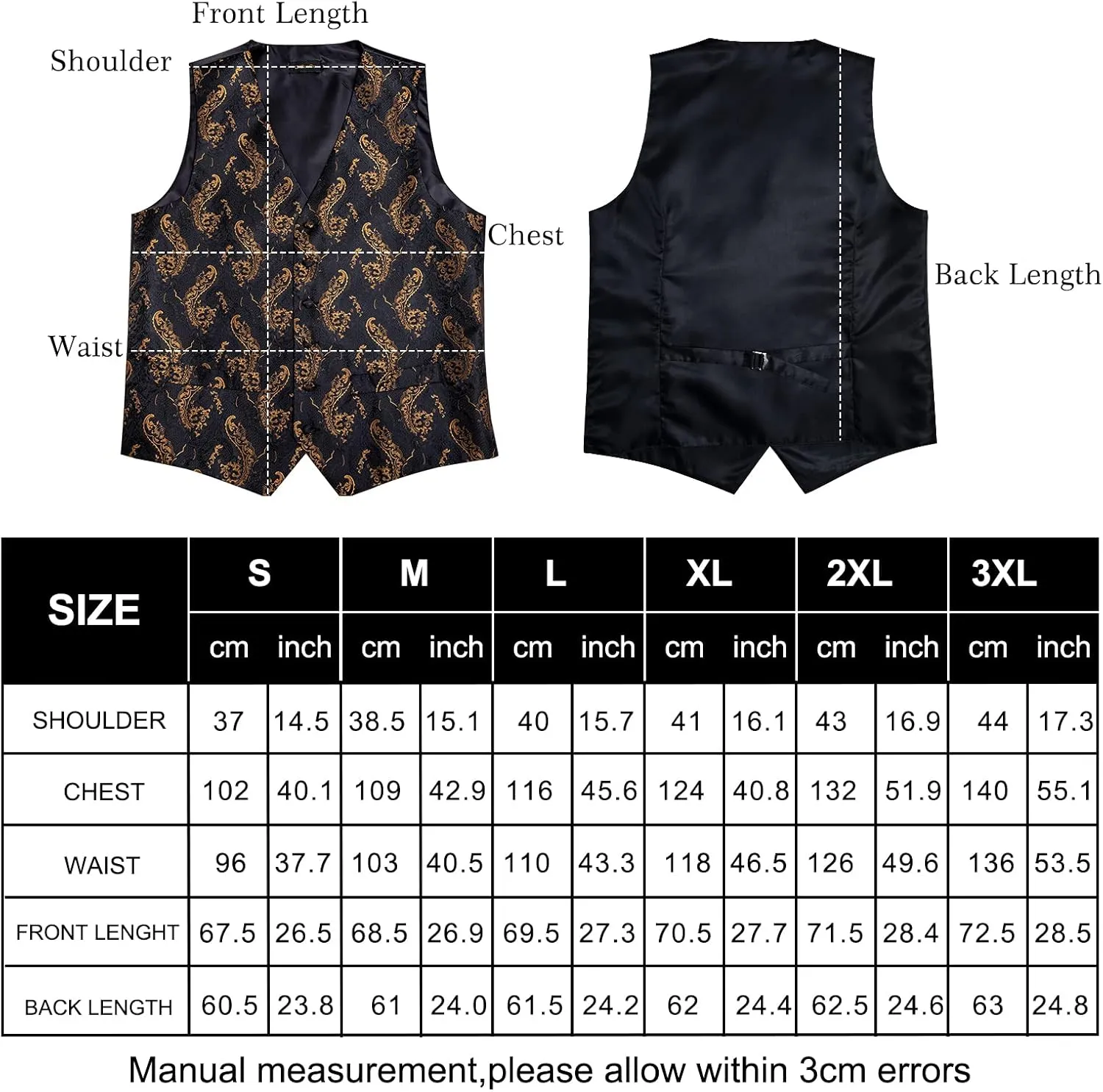 DiBanGu Mens Paisley Suit Waistcoat Silk Dress Vest and Necktie Pocket Square Cufflinks for Wedding Party