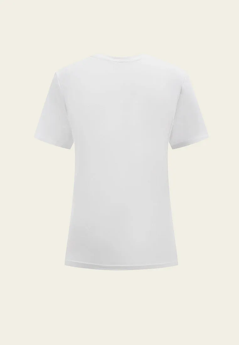 Embellished Shoulder White T-shirt