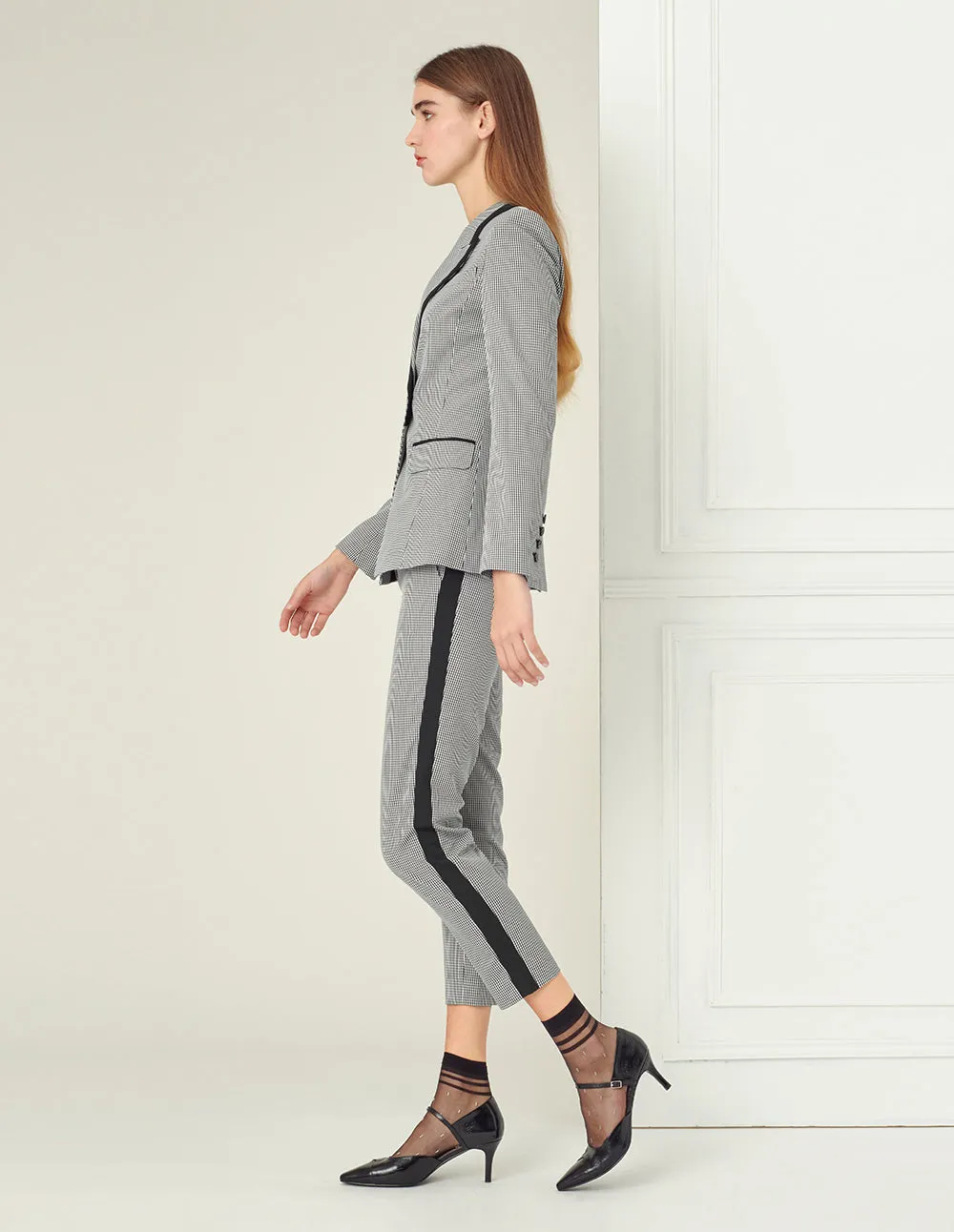 Houndstooth Straight Leg Pants