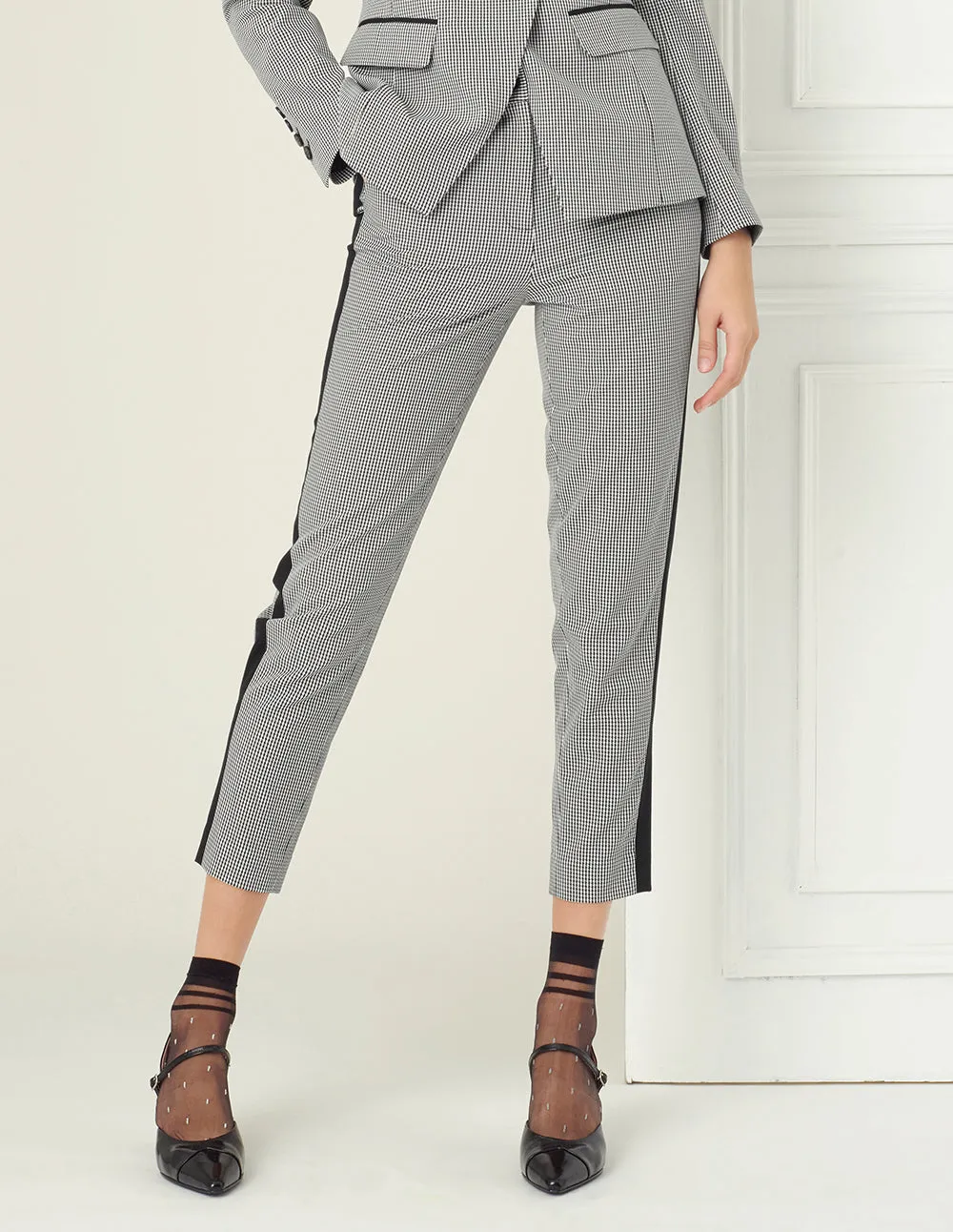 Houndstooth Straight Leg Pants