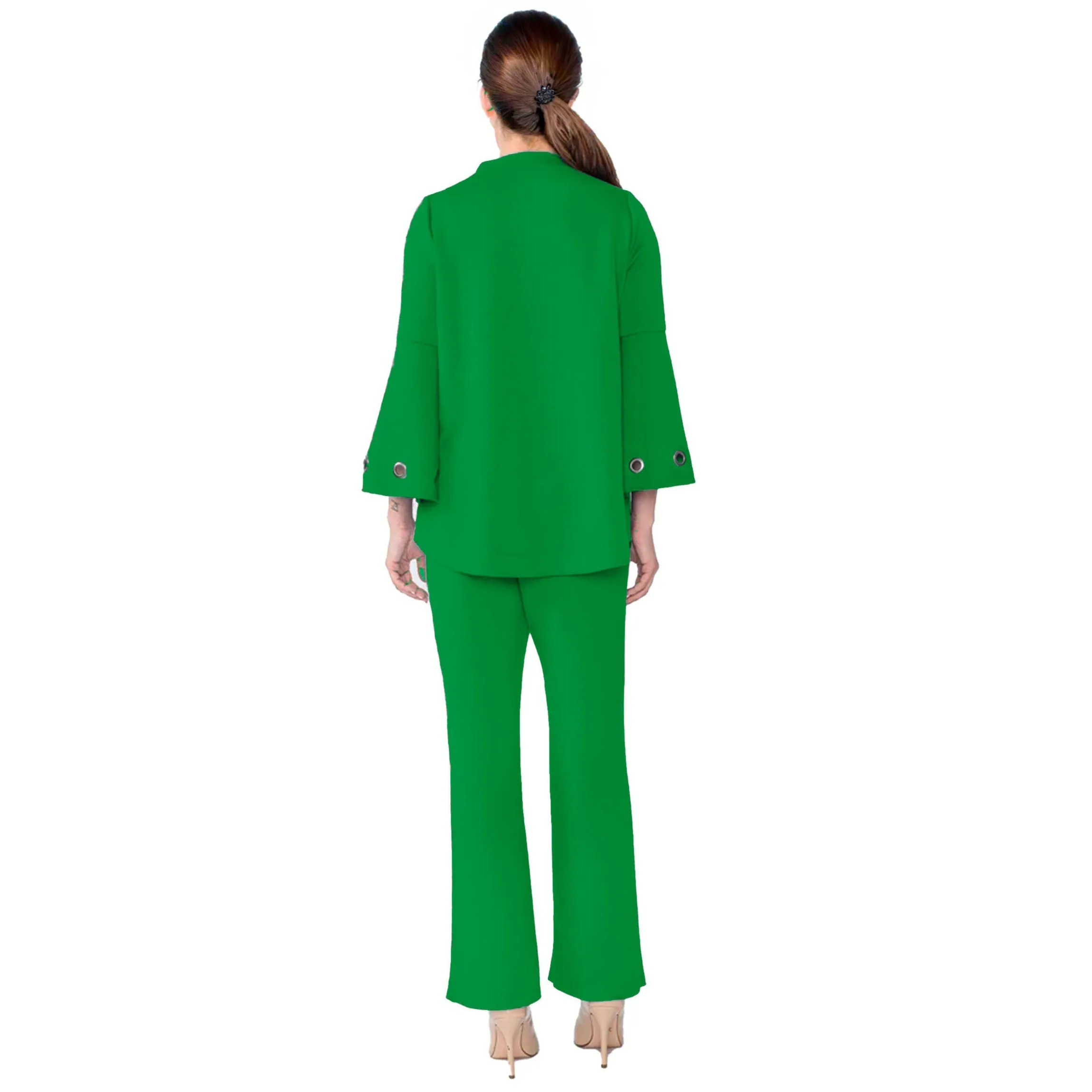 IC Collection Wide Straight Leg Pant in Green - 4561P-GRN - Size S & M Only!