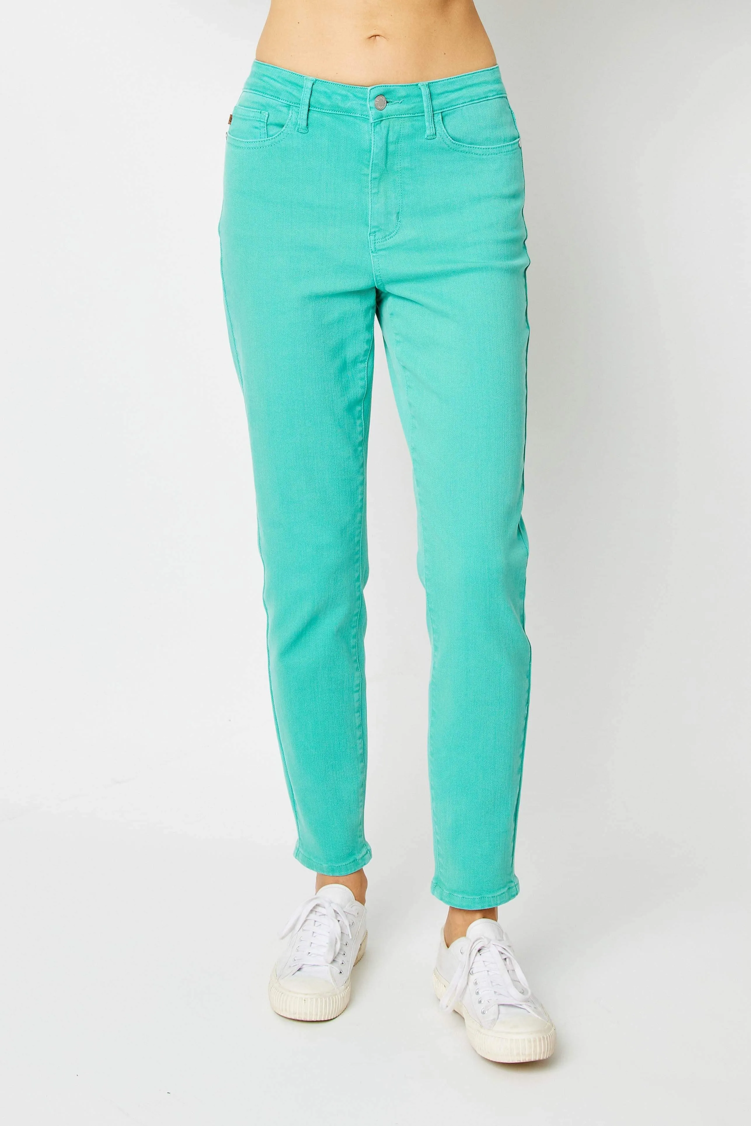 Judy Blue High Waist Garment Dyed Aquamarine Slim Denim 88689