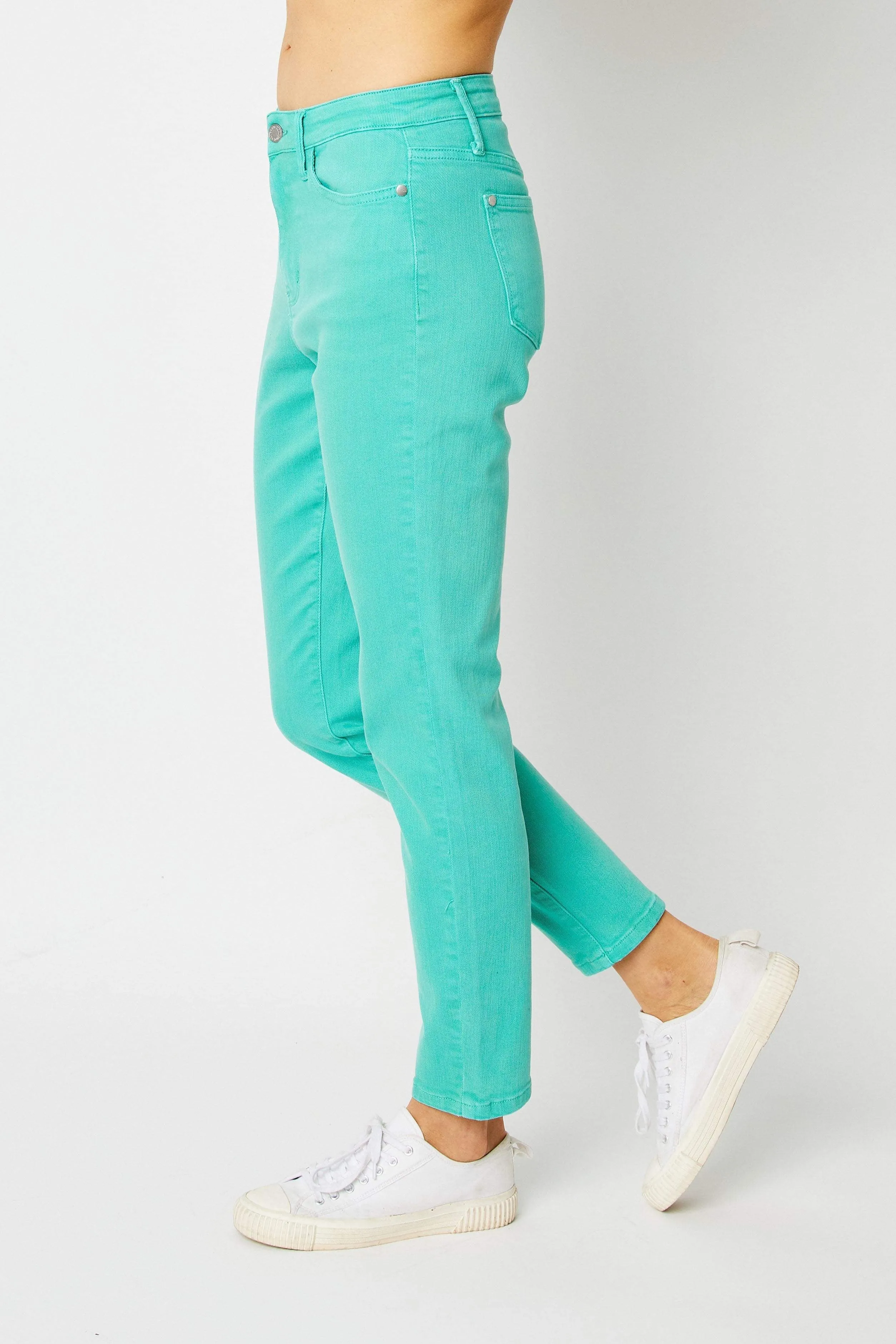 Judy Blue High Waist Garment Dyed Aquamarine Slim Denim 88689