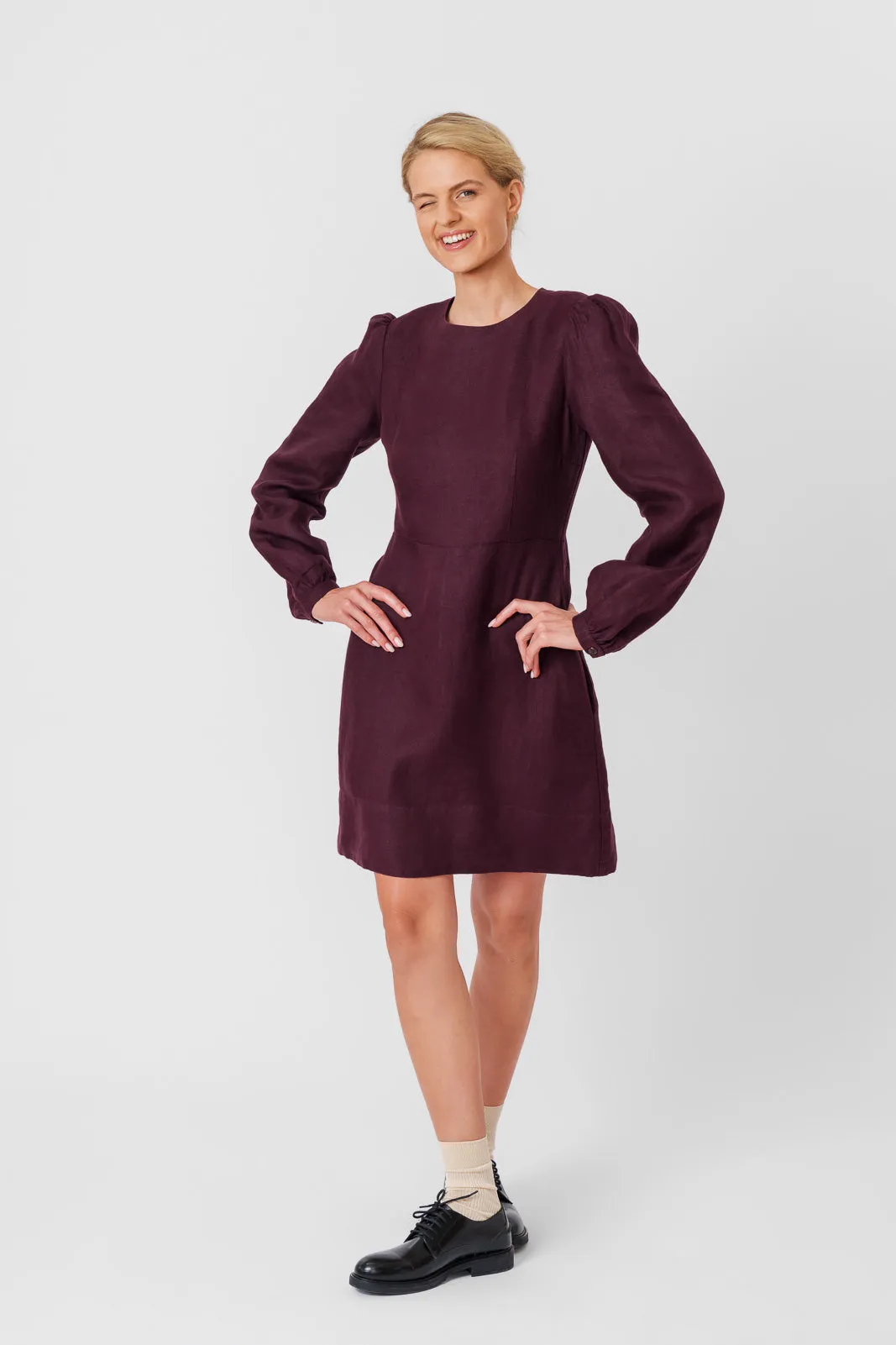 Kelly Dress, Long Sleeve, Twill Linen