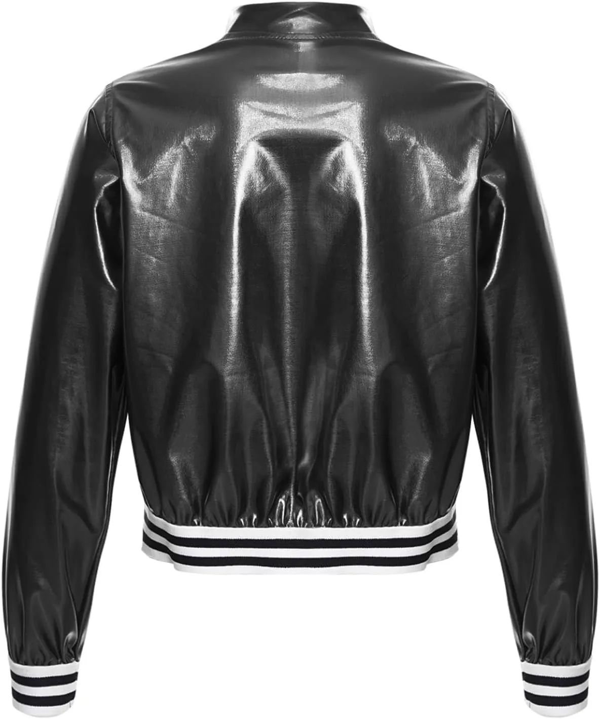Kids Girls Holographic Halloween Party Shiny Lightweight Zipper Blazer Metallic Bomber Jacket
