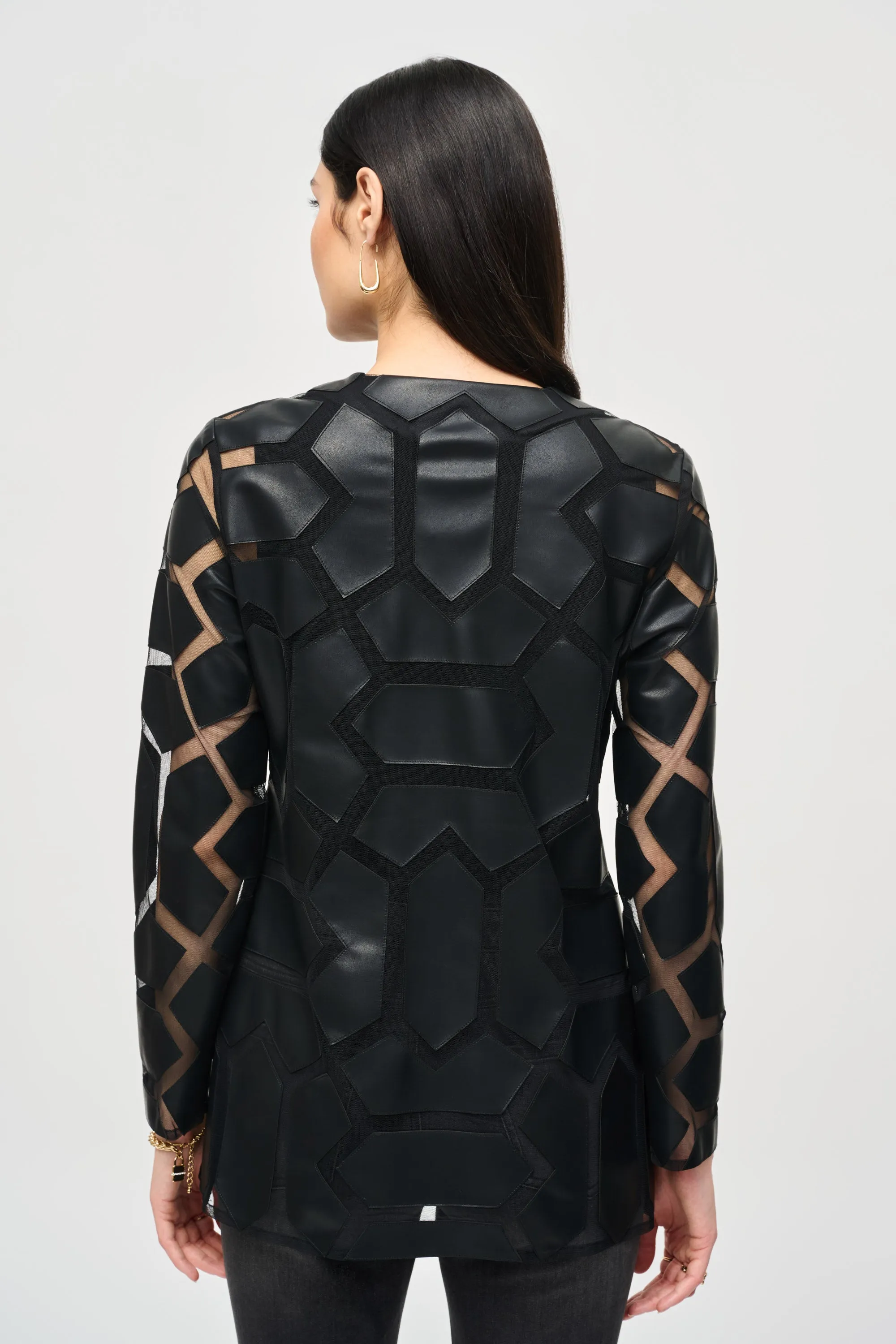 LASER CUT PLEATHER MESH JACKET