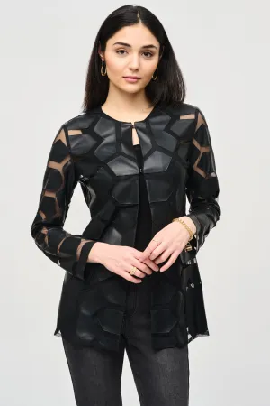 LASER CUT PLEATHER MESH JACKET