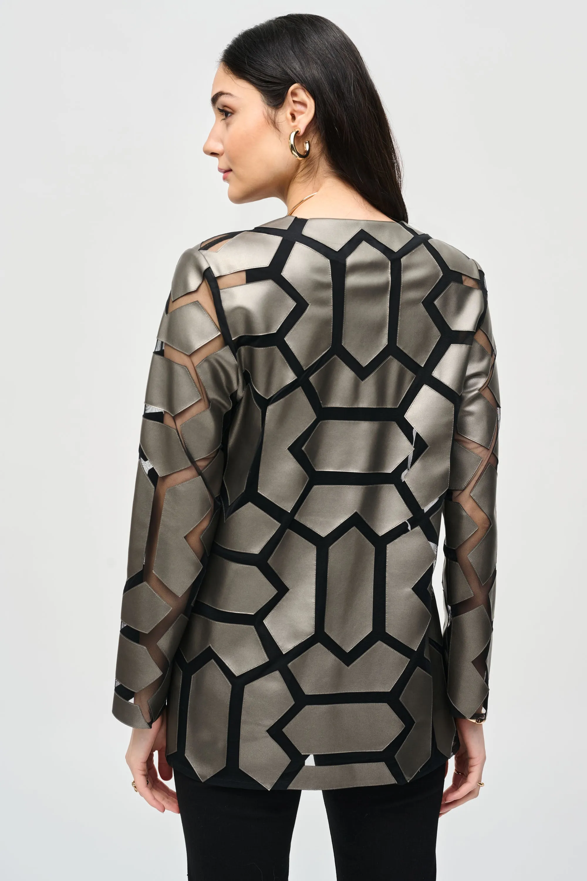 LASER CUT PLEATHER MESH JACKET