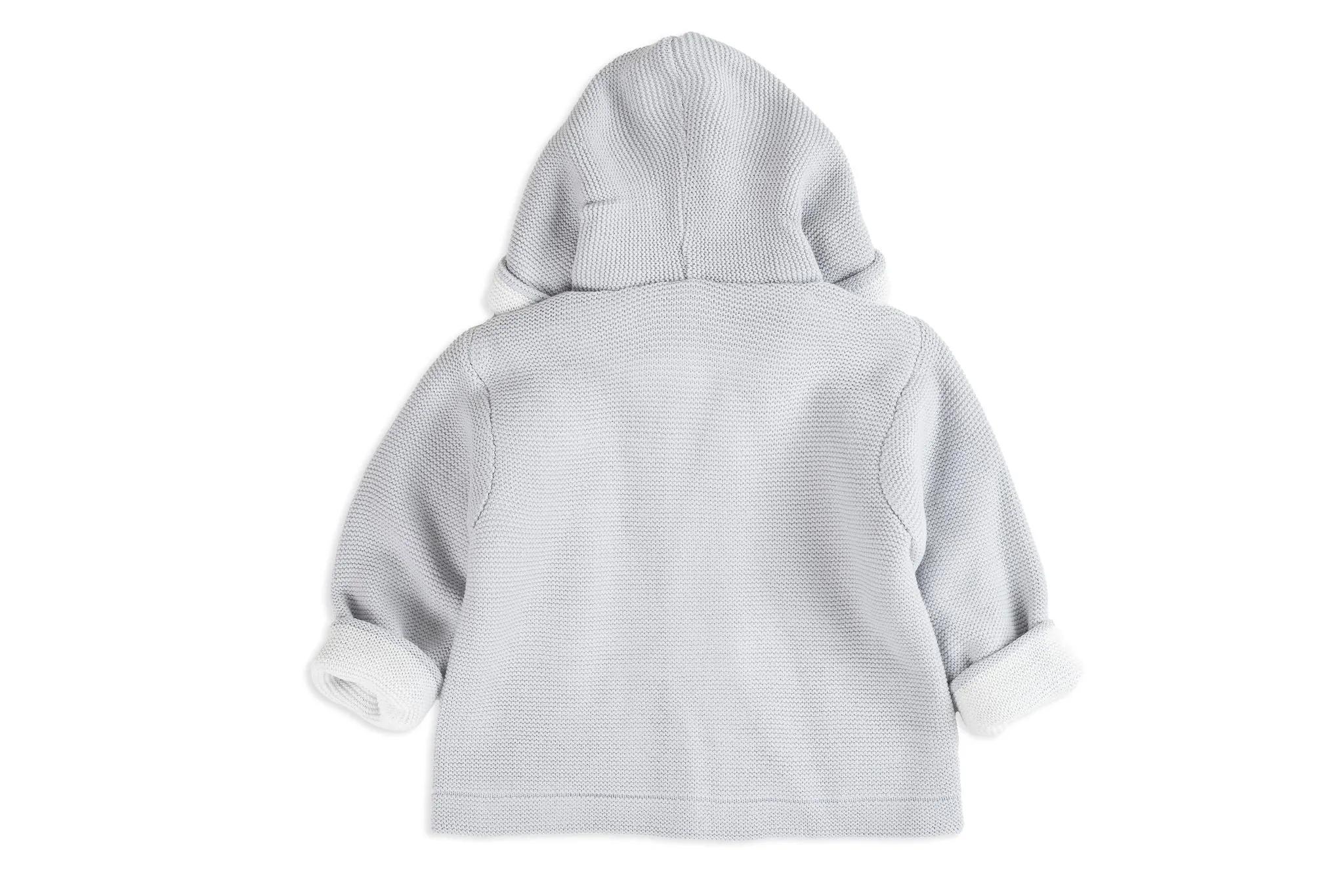 Light Gray & White Two-Piece Unisex Hooded Knit Set