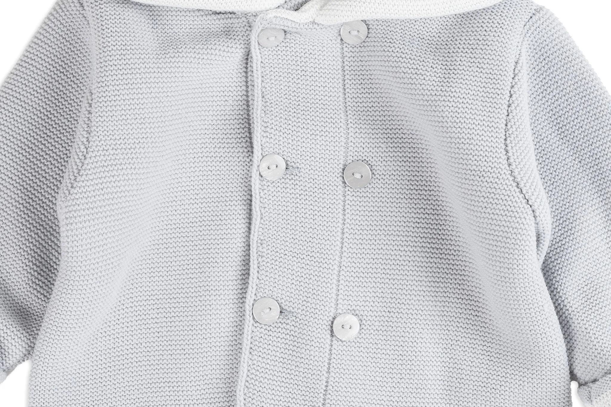 Light Gray & White Two-Piece Unisex Hooded Knit Set