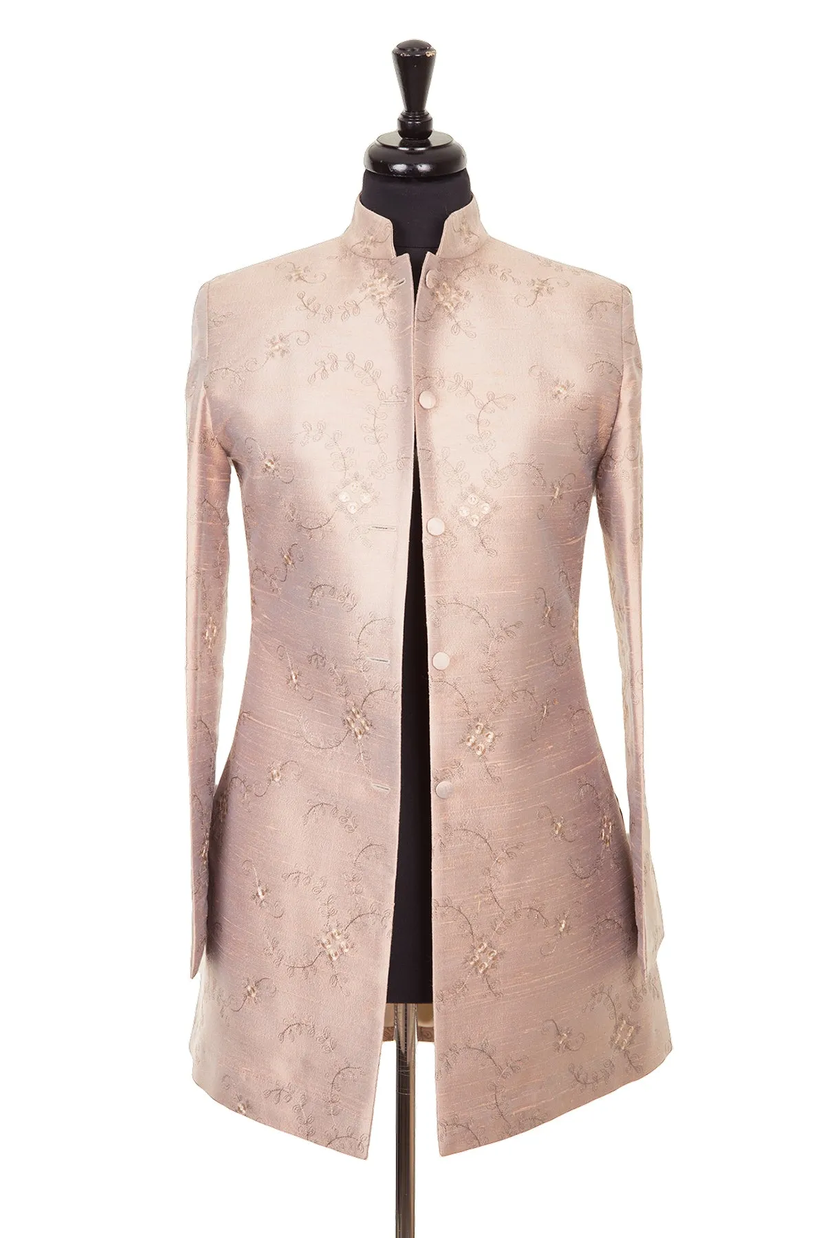 Long Nehru Jacket in Mother of Pearl
