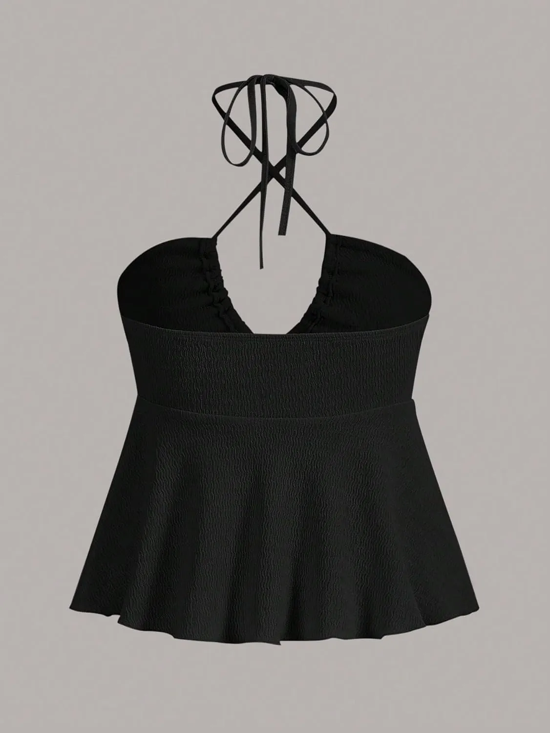 MakeMeChic Women's Summer Criss Cross Halter Tops 2025 Beach Sleeveles Cut Out Tie Backless Peplum Crop Tank Tops