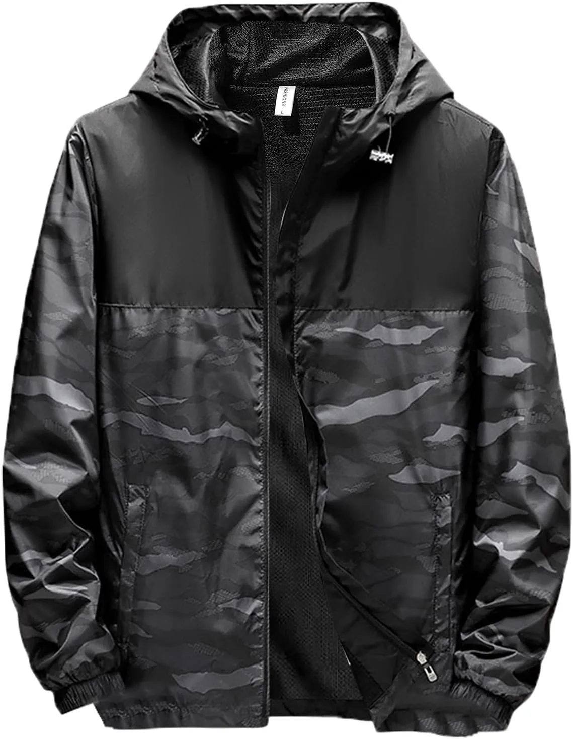Mens Hooded Rain Jacket Windproof Jacket Big and Tall Tactical Jacket Waterproof Lightweight Mountain Sport Jacket