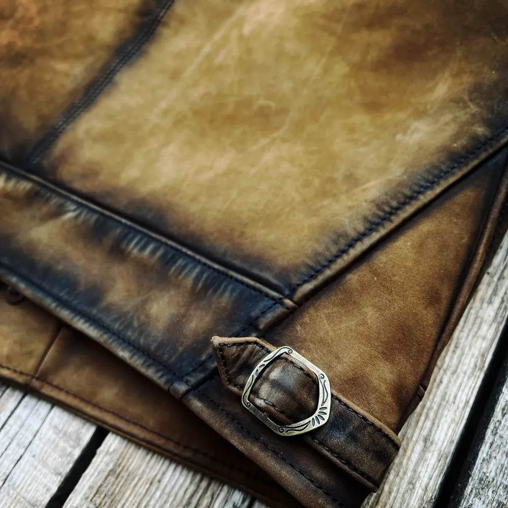 Men's Wool Collar Ranch Leather Jacket