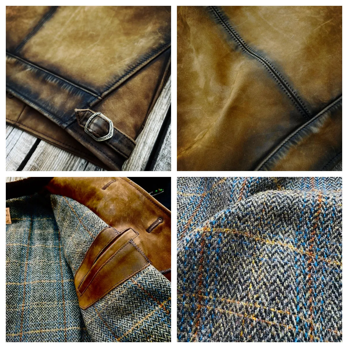 Men's Wool Collar Ranch Leather Jacket