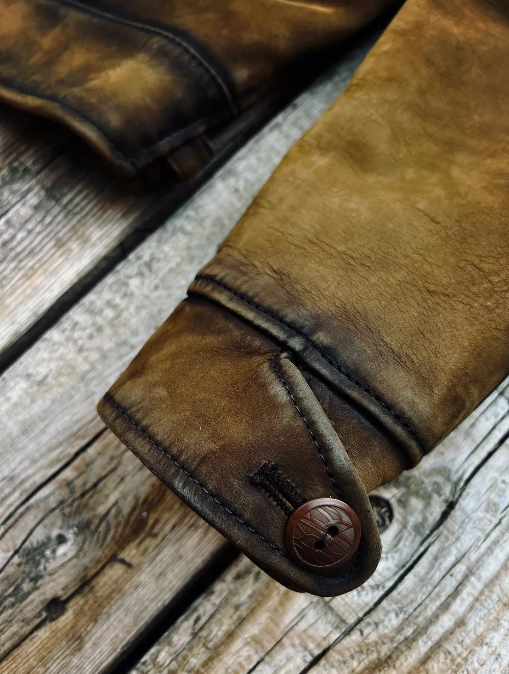 Men's Wool Collar Ranch Leather Jacket