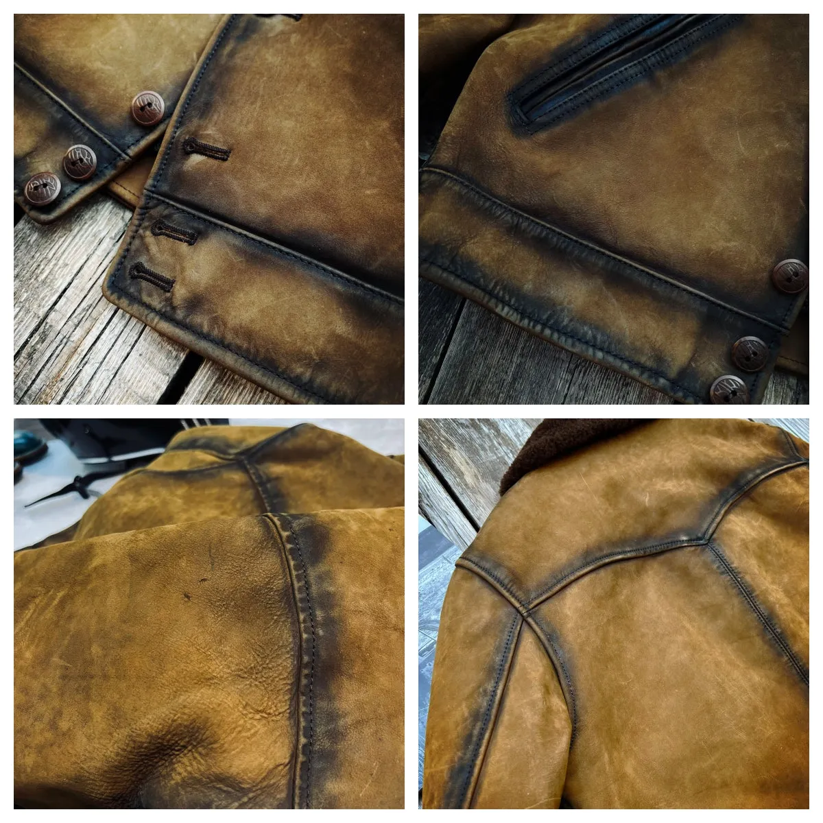 Men's Wool Collar Ranch Leather Jacket