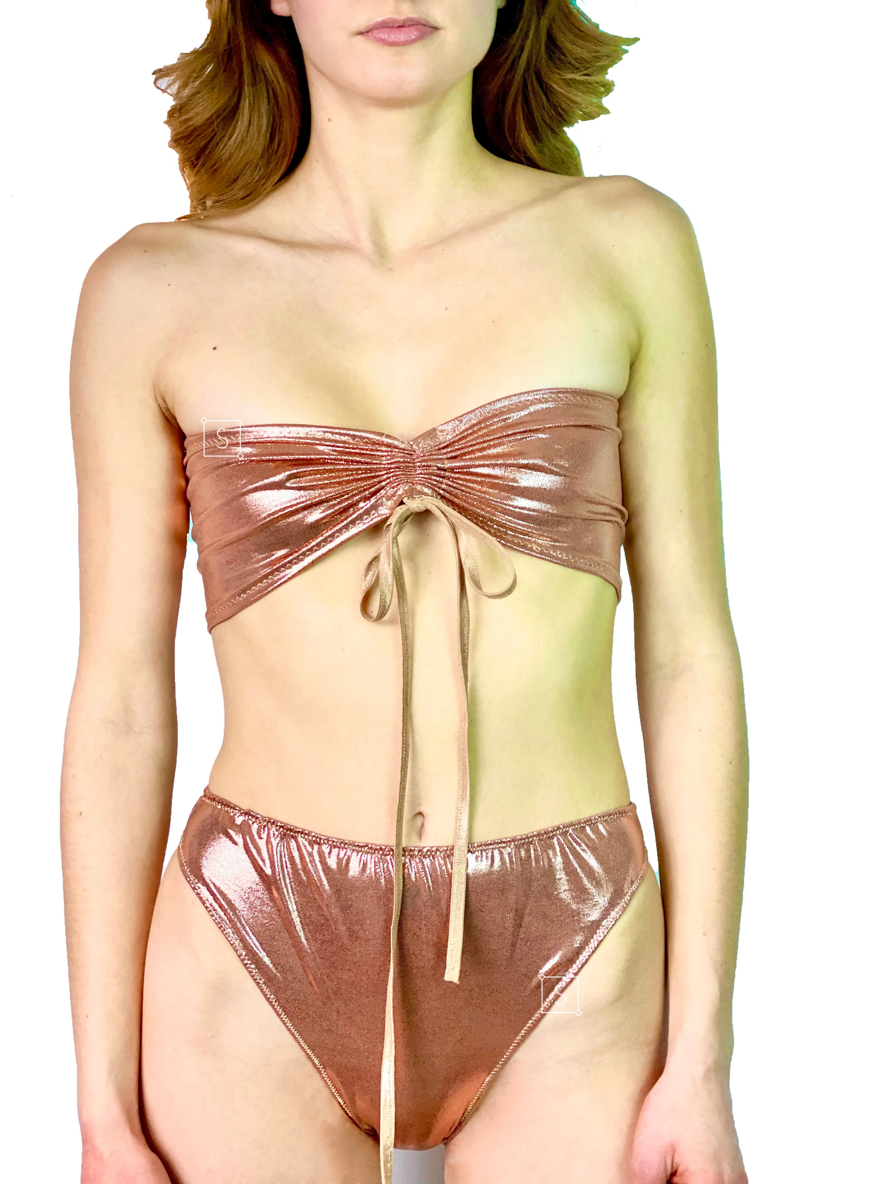Metallic Sinched Bandaeu Halter