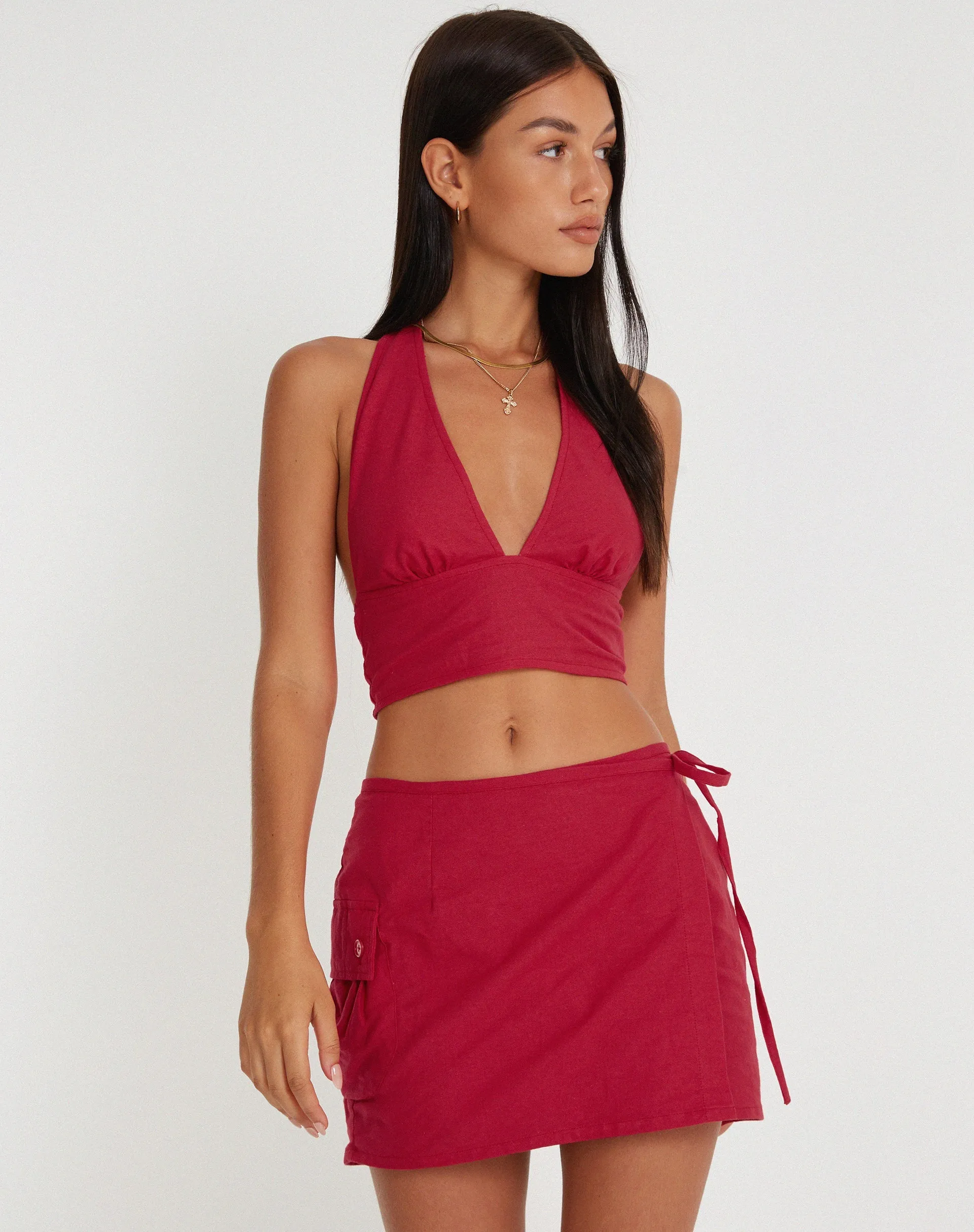 Nania Crop Top in Tango Red