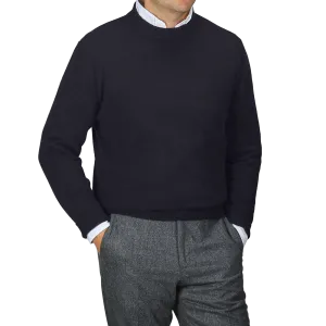 Navy Blue Cashmere Crewneck Sweater