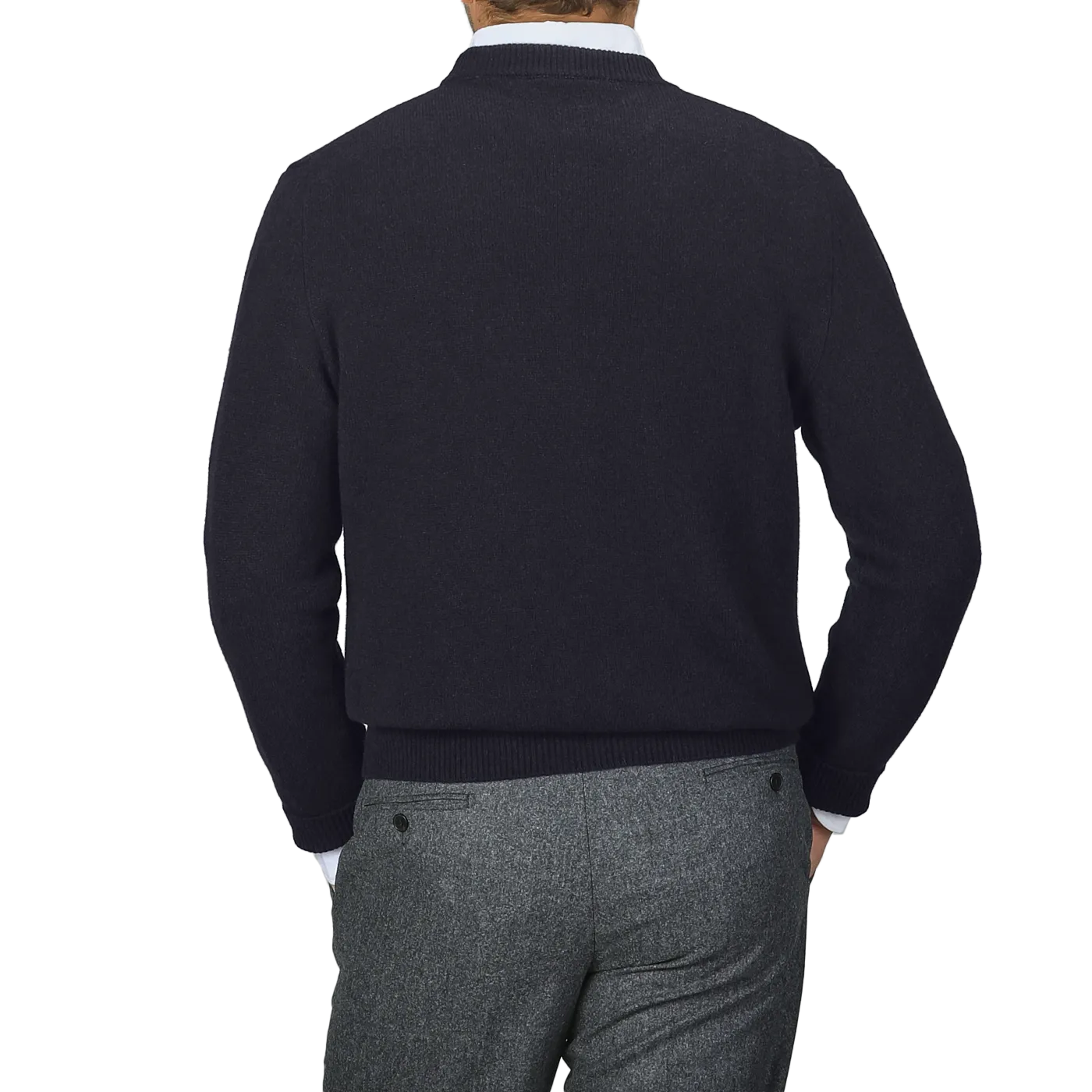 Navy Blue Cashmere Crewneck Sweater