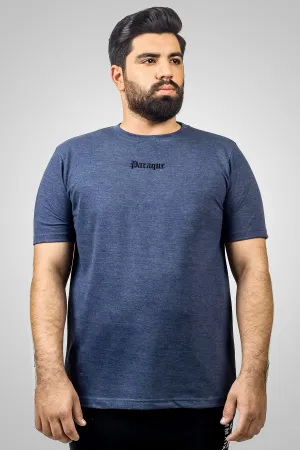 Navy Blue Pique Fabric Embroidery T-Shirt (Plus Size) - S24 - MT0355P