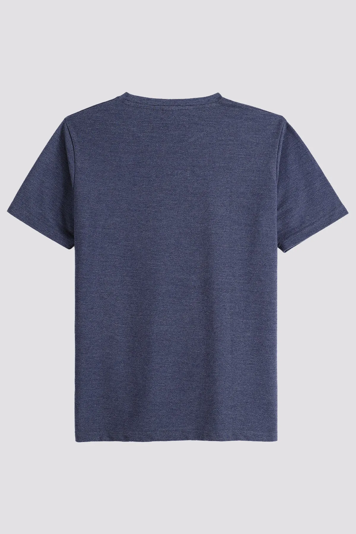 Navy Blue Pique Fabric Embroidery T-Shirt (Plus Size) - S24 - MT0355P