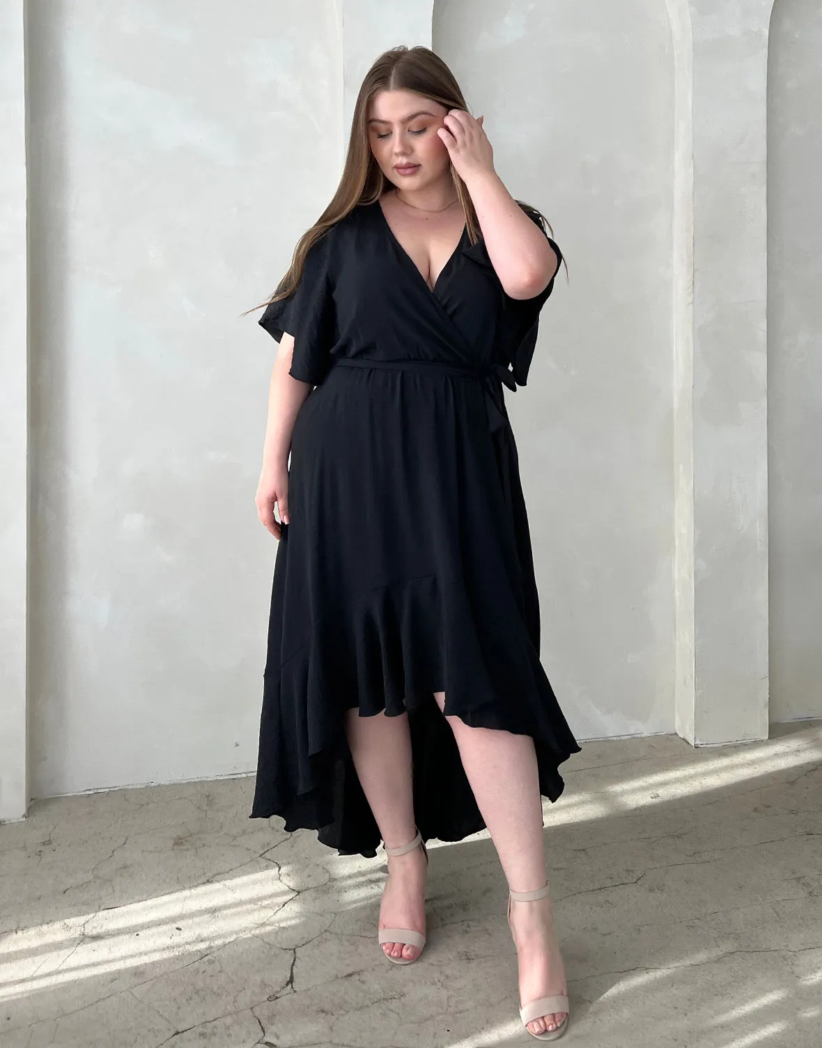 Plus Size Short Sleeve High Low Dress
