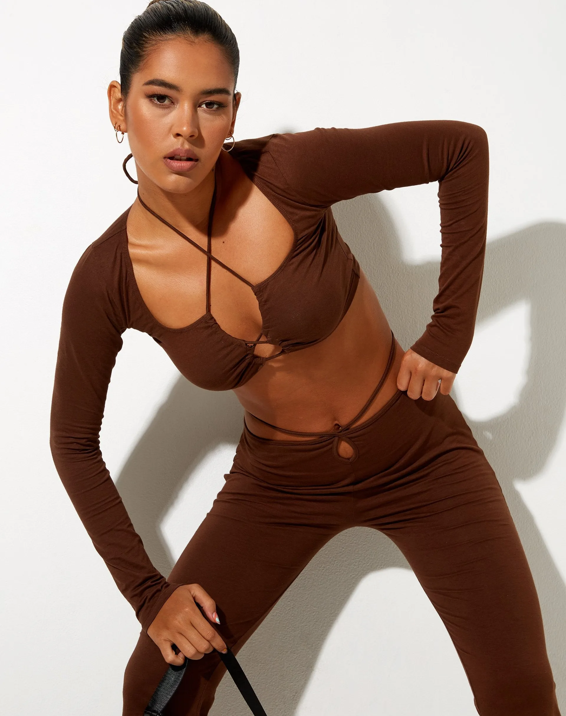 Rana Crop Top in Lycra Cocoa